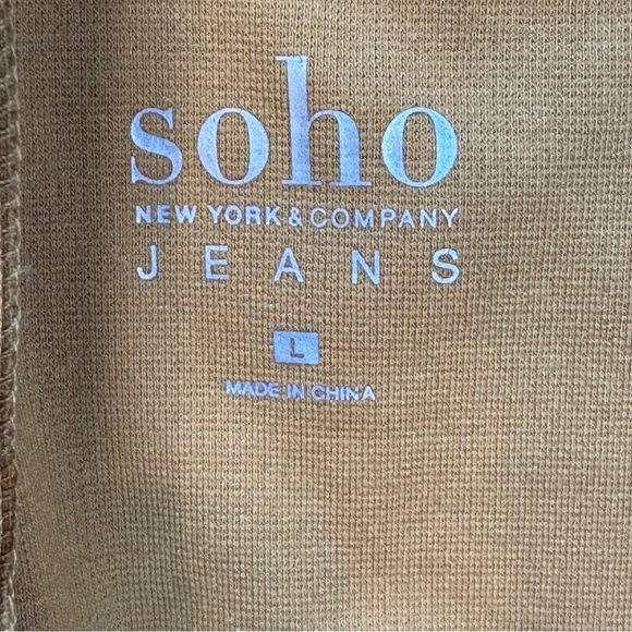 New York & Company Yellow Asymmetrical Tie Front Blouse - Picture 2 of 3